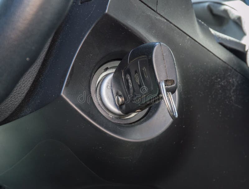 Car Key in the Ignition stock photo. Image of turn, dashboard 53523718