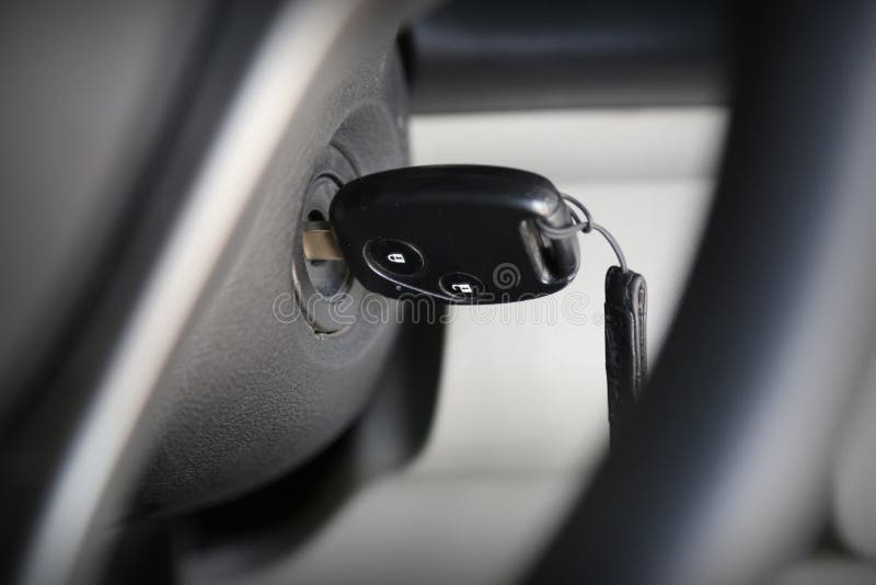 Car Key in the Keyhole, Starting the Car Stock Photo Image of closeup