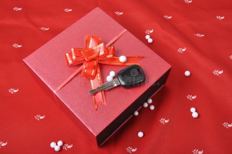 Car keys and Gift box stock photo. Image of color, card 26213534