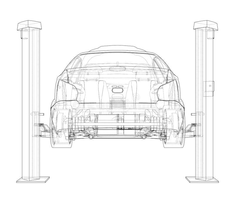 Car Lift Stand Tower with Car Stock Illustration Illustration of