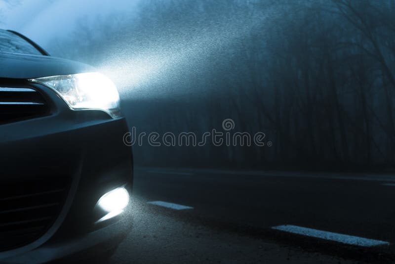 Car Light into the Night stock photo. Image of lighting 73925352