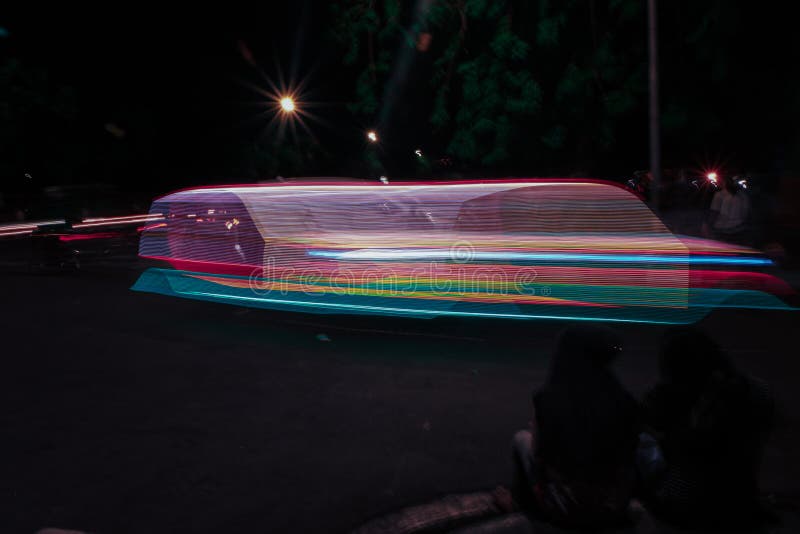 Car light at night stock photo. Image of cars, night 205249854