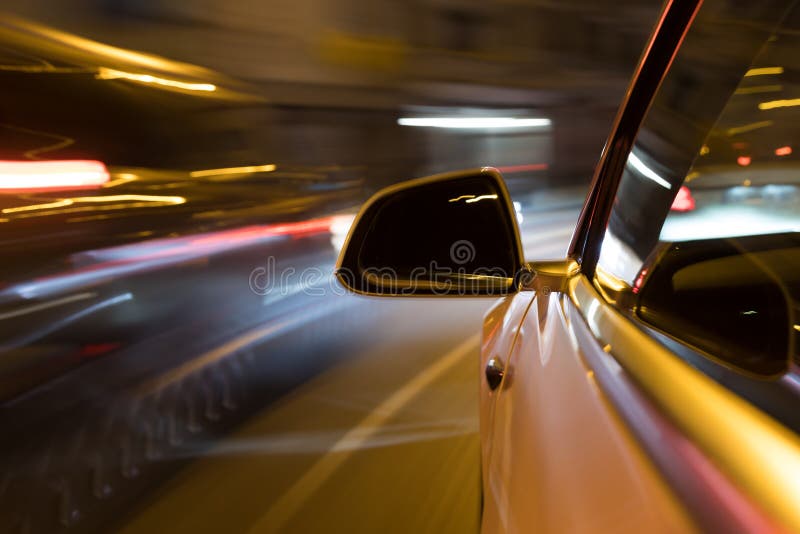 Car Light Trail while Driving in the City by Night Stock Image Image