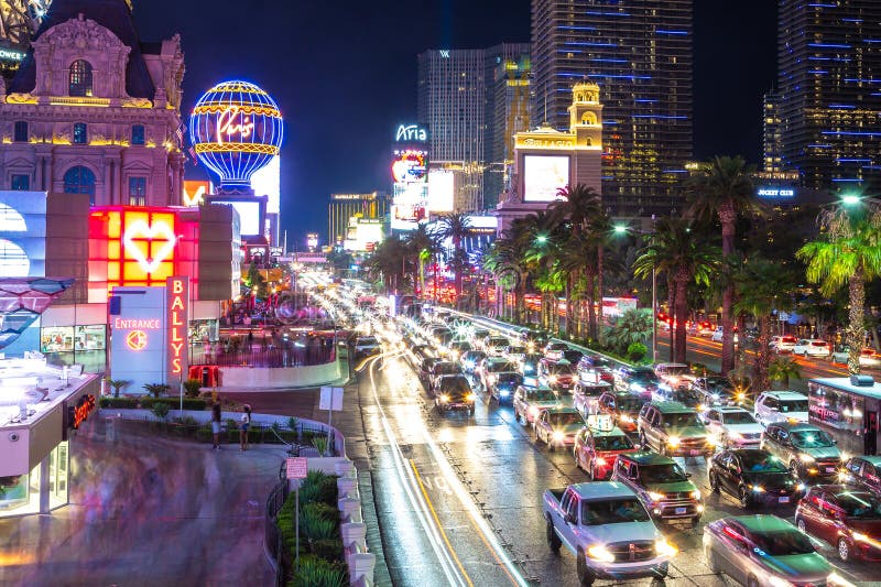 Car Light Trails in Las Vegas Editorial Stock Image Image of movement