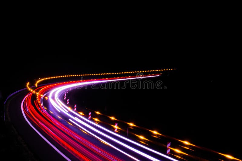 Car Lights at Night on the Road Stock Image Image of lights, night