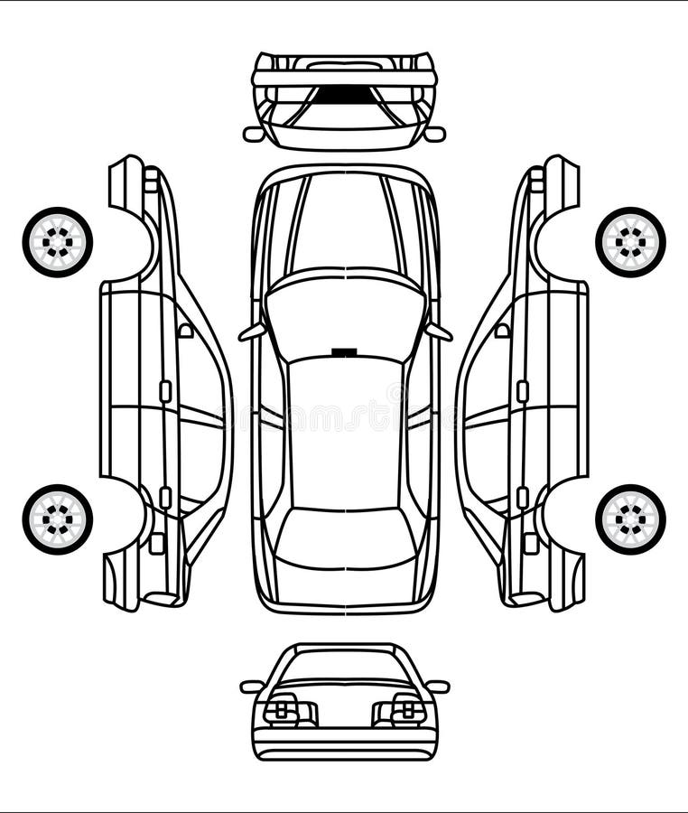 CAR LINE ART ILUSTRATION VECTOR vector illustration