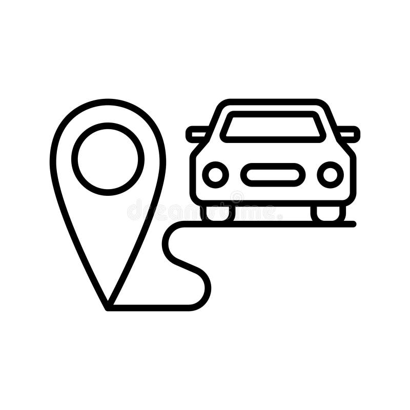 Car in Map Pointer Pictogram. Taxi, Car Sharing or Rental Car Location