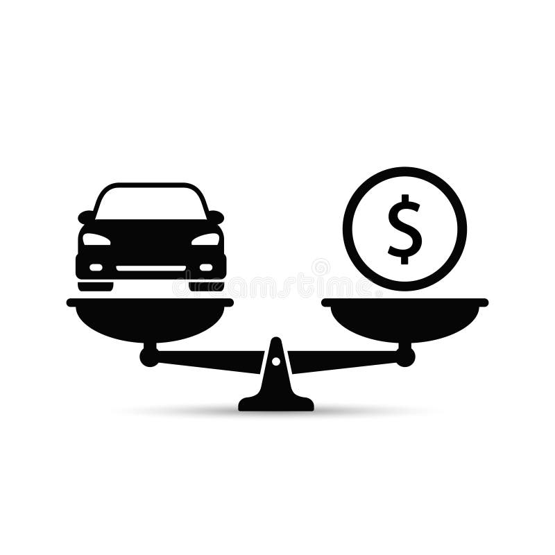Car and Money on Scales Icon, Vector. Buying Car Concept Flat Style. Car Price Concept Stock Vector - Illustration of high, cheap: 199808871