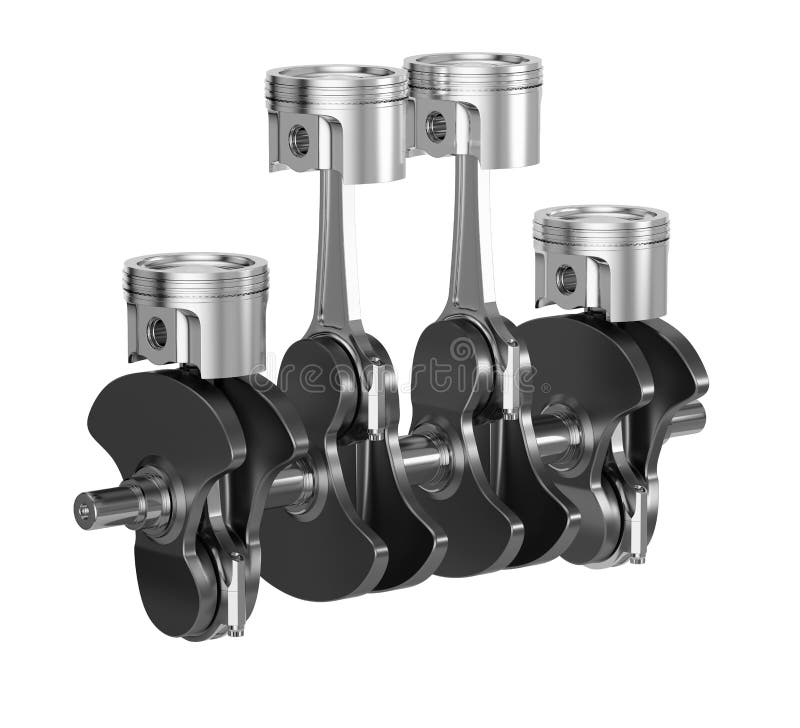 Car Motor Engine Pistons with Crankshaft Isolated Stock Illustration