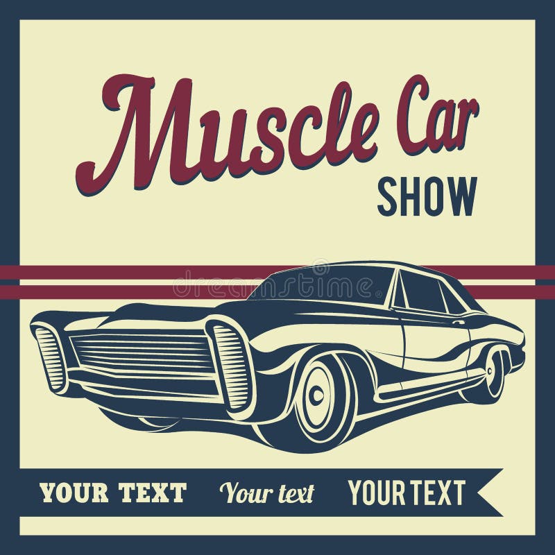 Car muscle show poster vector illustration
