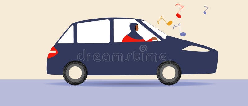 Flat drive. Islamic women Driver vector.