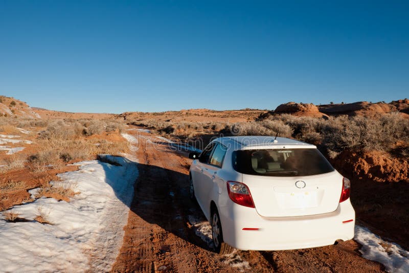 Car off-road in desert