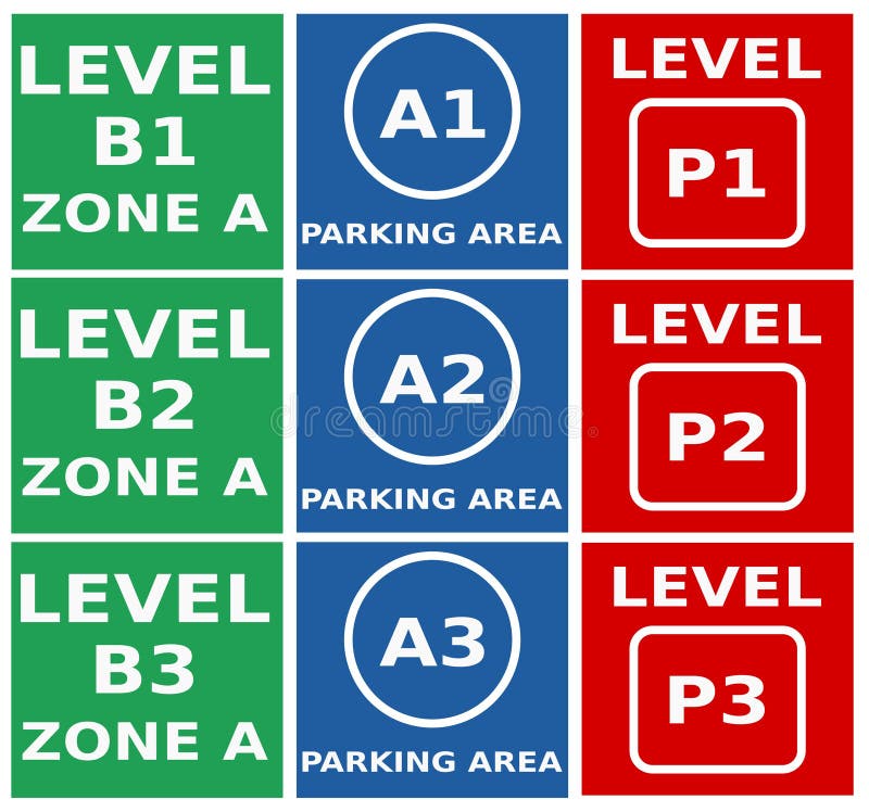 Car Park Building Level, Zone Area, Floor, Vector Illustration Stock
