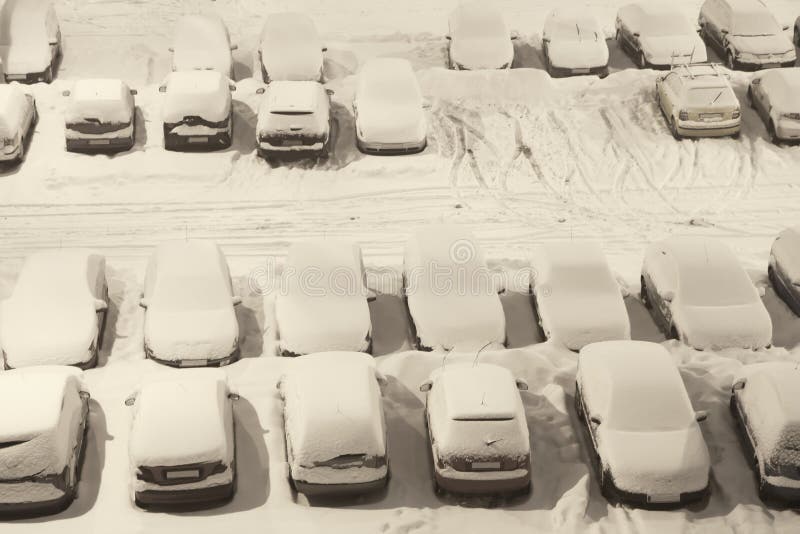 Car park under snow stock image. Image of vehicle, calamity 17404309