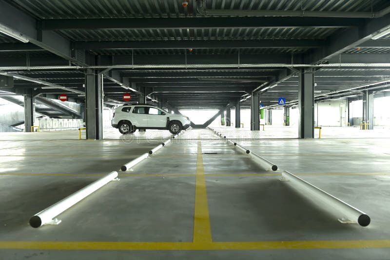 Car in a Parking Lot in a Multistorey Car Parking. Stock Photo Image