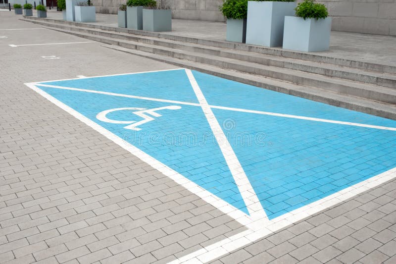 Car Parking Lot with Wheelchair Symbol Outdoors Stock Photo Image of