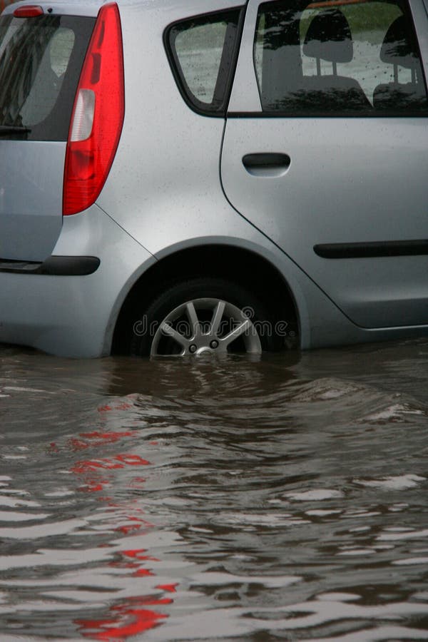 Car Parking at the Water Flood Road Stock Photo Image of traffic
