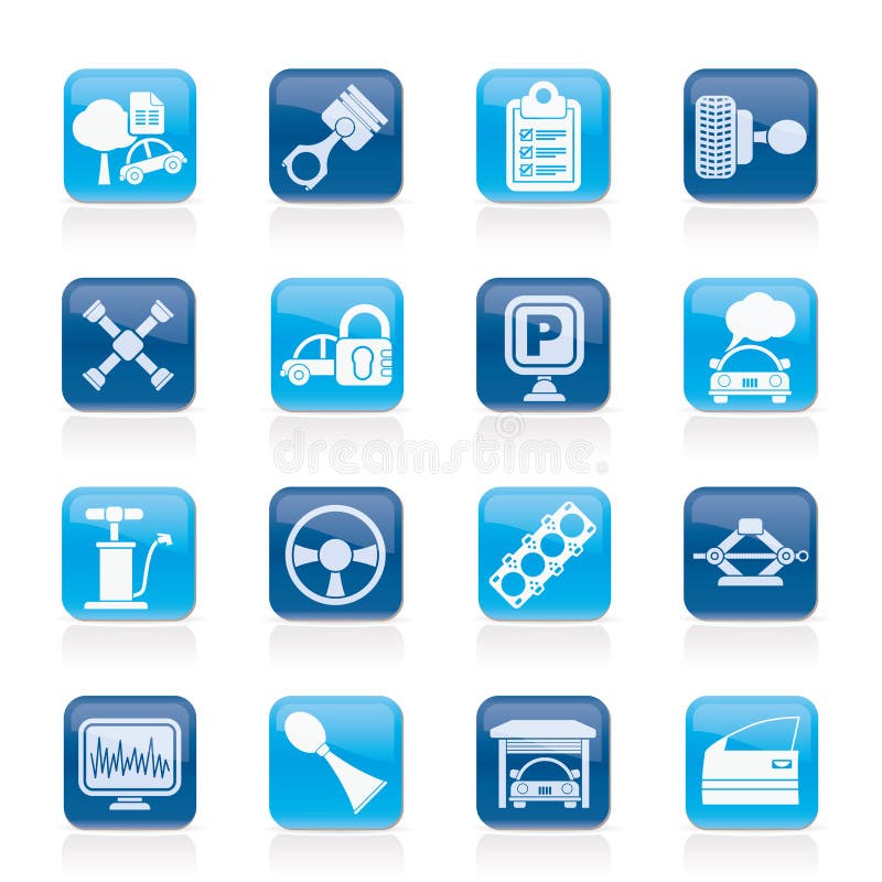 Car Parts and Services Icons Stock Vector Illustration of diagnosis