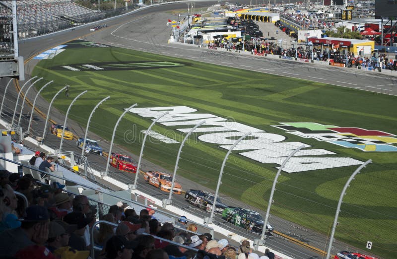 Car racing and fans close up. NASCAR, Daytona Speedway