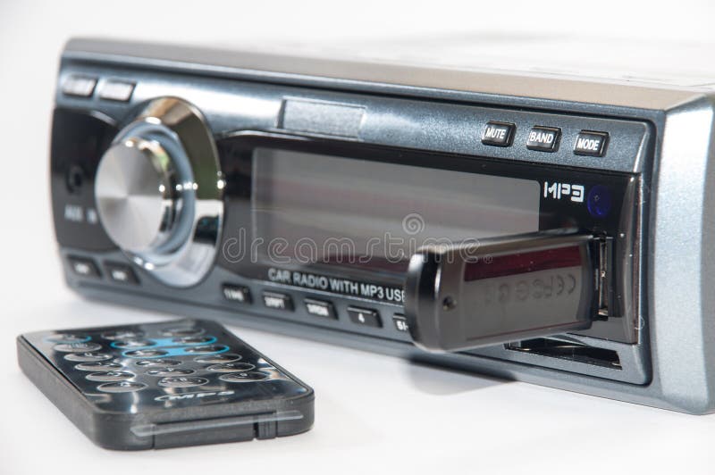 Car Radio Player with Remote and Usb Flash Stock Image Image of