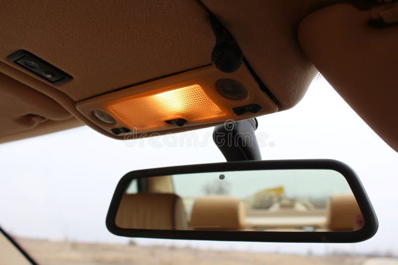 Car rearview mirror with lights