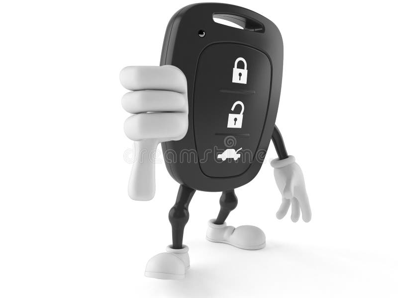 Car remote key character with thumbs down gesture stock illustration Car remote key character with thumbs down gesture stock illustration