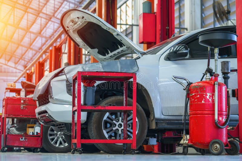 Car Repair in Garage Service Station Repair Stock Image Image of