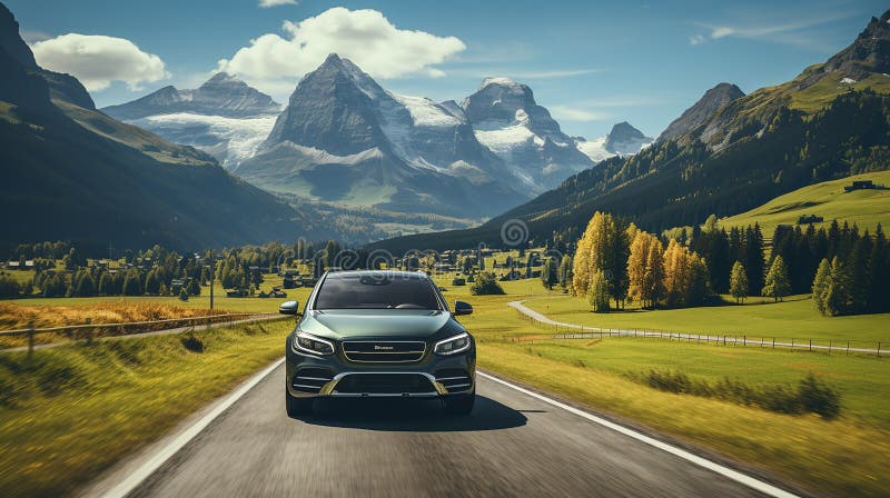 Car On The Road Amazing Switzerland Mountain Background Stock Illustration Illustration Of Car On The Road Amazing Switzerland Mountain Background Stock Illustration Illustration Of