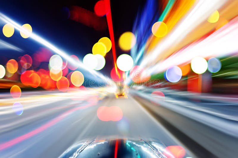 Car on road with motion blur background