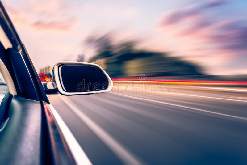 Car on the Road with Motion Blur Background Stock Photo - Image of blue,  bright: 53052682