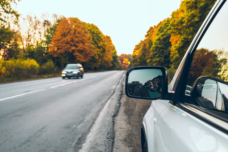 Car at Roadside of Highway on Sunrise Stock Photo Image of travel