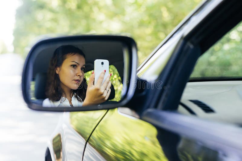Car`s side mirror stock photo. Image of pose, mirror 263172898