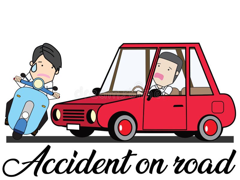 Accident in cartoon mode. stock vector. Illustration of insurance -  119672785