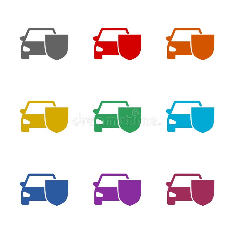 Car secure icon isolated on white background. Set icons colorful vector illustration