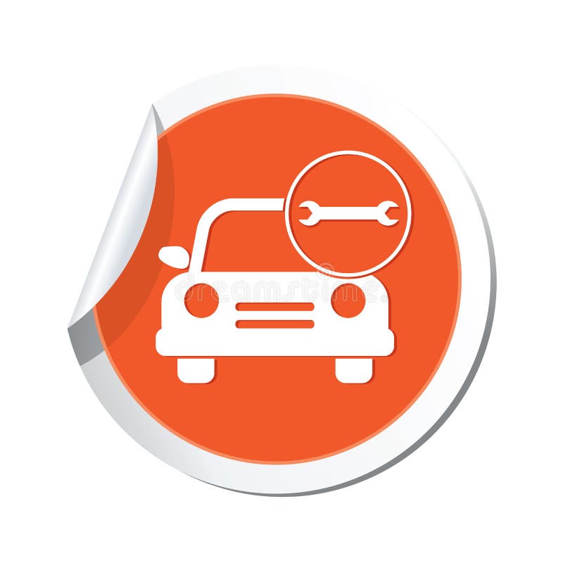 Car Service Car With Tool Icon On The Sticker Stock Vector