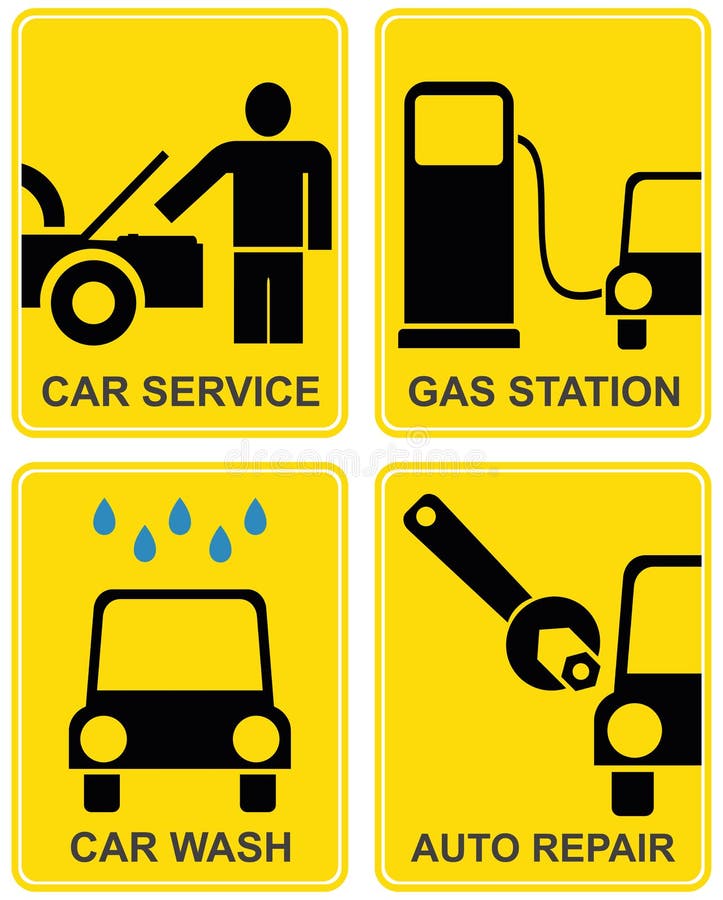 Car service, fuel station, auto vector illustration