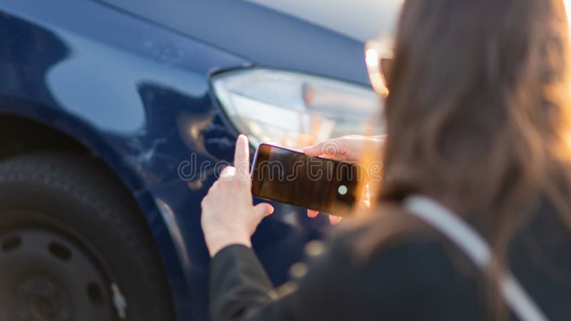 Car sharing, checking the car for damage before renting