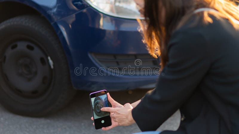 Car sharing, checking the car for damage before renting