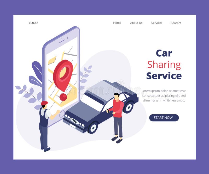 Car Sharing Service, Where 2 people are sharing a Car Isometric Artwork Concept stock illustration Car Sharing Service, Where 2 people are sharing a Car Isometric Artwork Concept stock illustration
