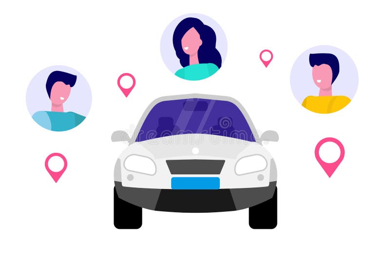 Car Sharing, Transport renting service concept. royalty free illustration Car Sharing, Transport renting service concept. royalty free illustration