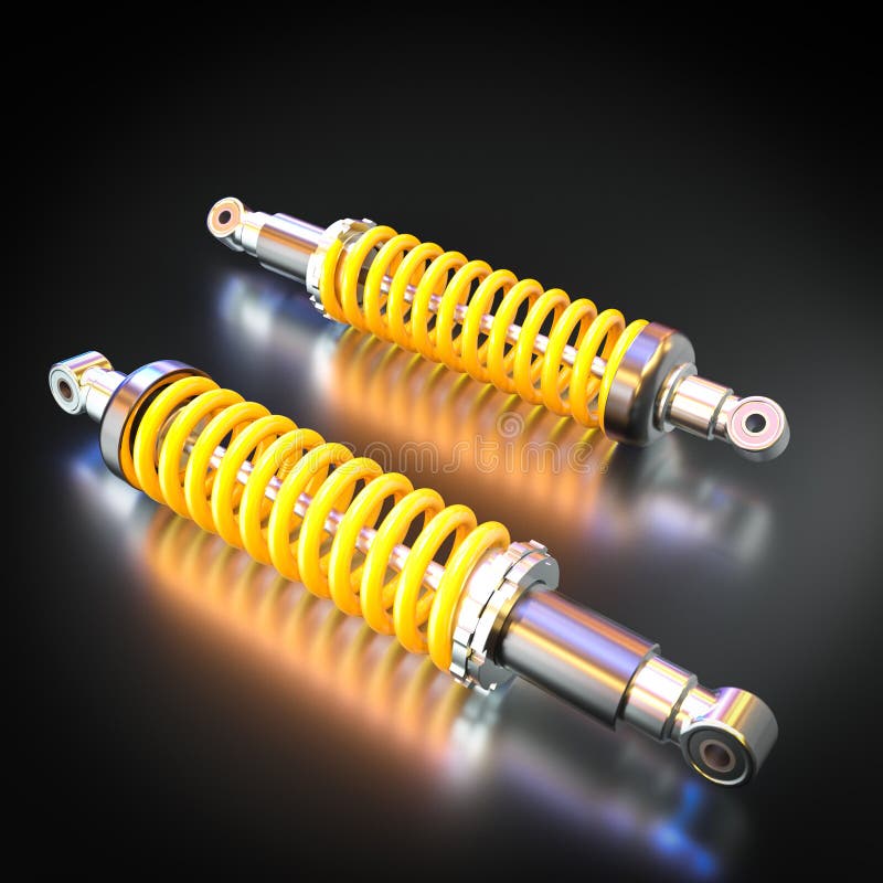 Car Shock Absorbers with Yellow Spring Stock Illustration