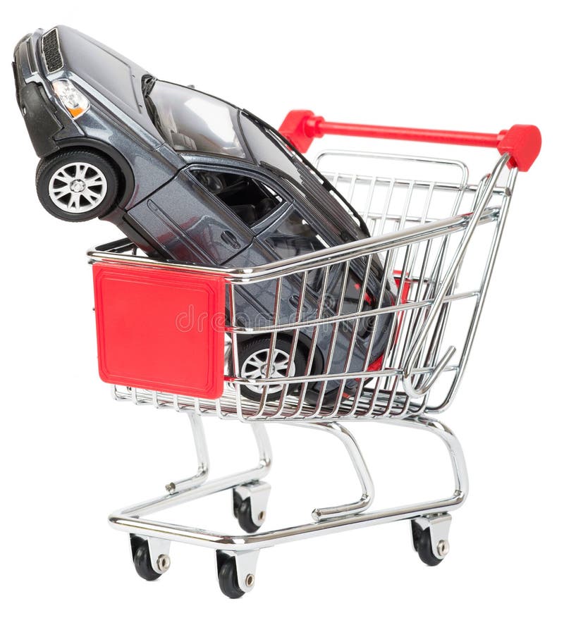 Car in shopping cart stock photo. Image of white, vehicle 64809910