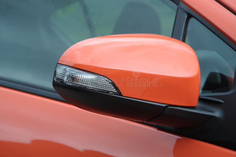 Car side mirror in a close up