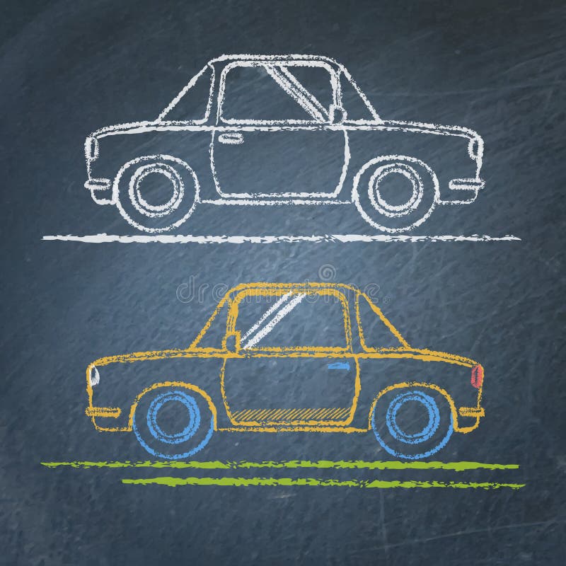Set of Car Sketches on Chalkboard Stock Vector Illustration of icon