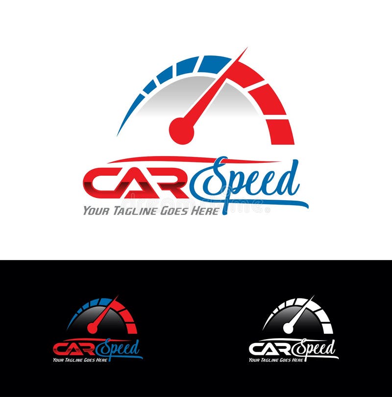 Car Speed Logo in Blue and Red Color Combo Stock Vector Illustration