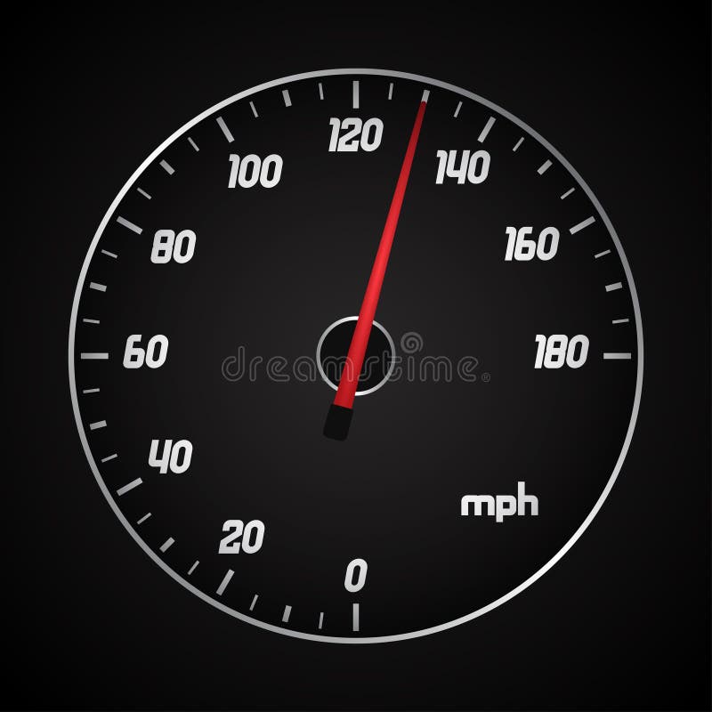 Car Speedometer in Miles with Red Arrow. Vector Illustration Stock