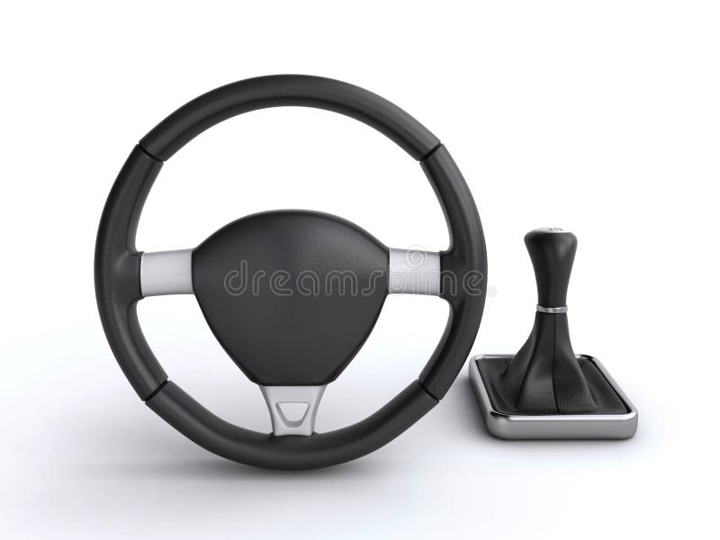 Car Steering Wheel and Gear Stick Stock Illustration Illustration of