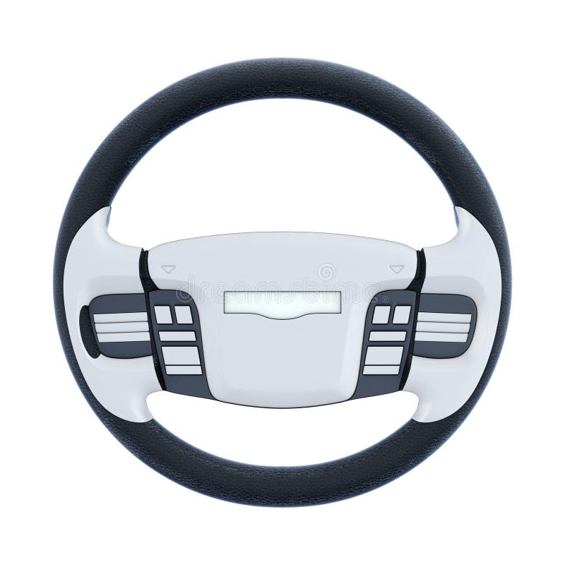 Car Steering Wheel Isolated on White Background. 3d Rendering Stock