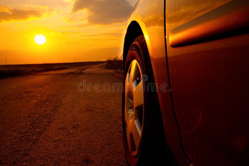 Car Sunset stock photo. Image of evening, part, horizon - 35273484
