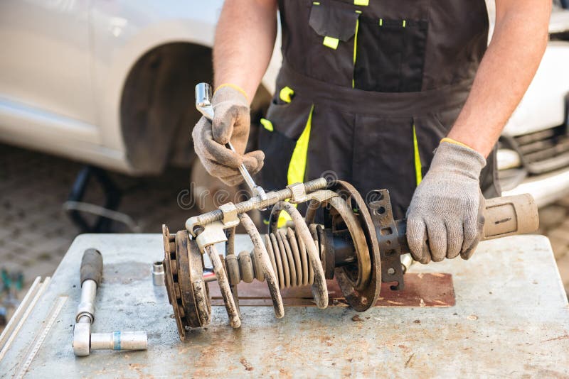 Car Suspension Repair. Shock Absorber Stock Image Image of